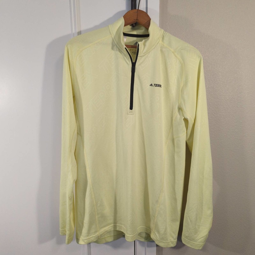Adidas Terrex Half Zip Long Sleeve - Men's Medium Activewear Highlighter Yellow